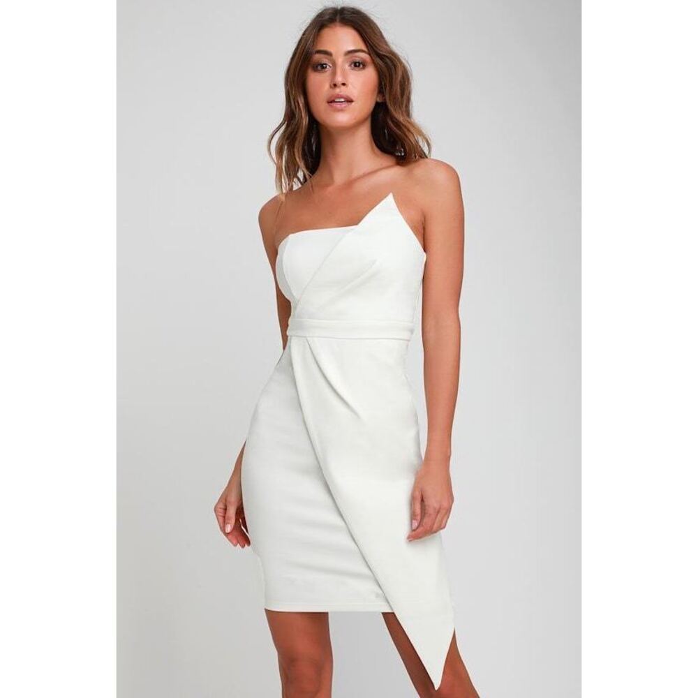 NWT Lulus Queen Of The City White Strapless Bodycon Dress - Size S